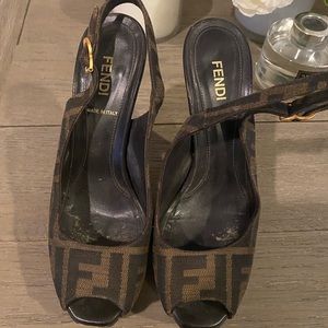 Fendi Monogram slingback pumps